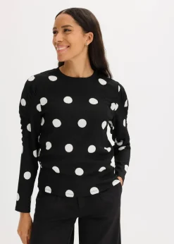 Langarmshirt aus strukturiertem Crêpe|bonprix