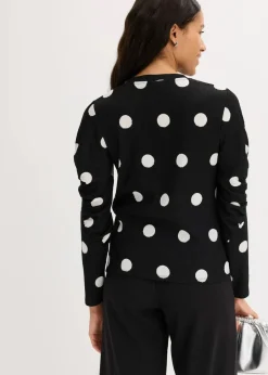 Langarmshirt aus strukturiertem Crêpe|bonprix