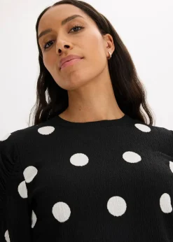 Langarmshirt aus strukturiertem Crêpe|bonprix