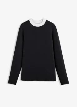 Langarmshirt aus Viskose-Mix mit abgesetztem Turtleneck|bonprix Outlet