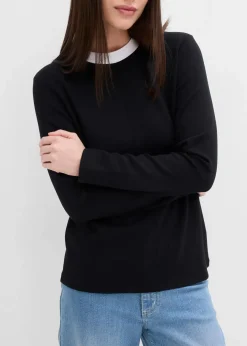 Langarmshirt aus Viskose-Mix mit abgesetztem Turtleneck|bonprix Outlet