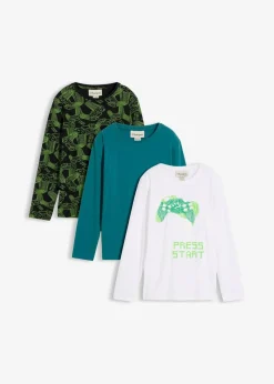 Langarmshirt aus weichem Bio-Baumwoll-Mix (3er Pack)|bonprix Outlet