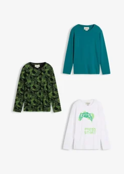 Langarmshirt aus weichem Bio-Baumwoll-Mix (3er Pack)|bonprix Outlet