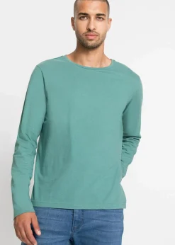 bonprix Shirts & Polos|Basics|Langarmshirt (3er Pack) rauchsalbei+anthrazit meliert+dunkelblau