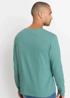 bonprix Shirts & Polos|Basics|Langarmshirt (3er Pack) rauchsalbei+anthrazit meliert+dunkelblau