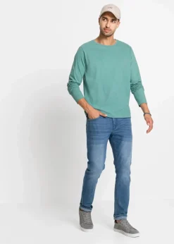 bonprix Shirts & Polos|Basics|Langarmshirt (3er Pack) rauchsalbei+anthrazit meliert+dunkelblau