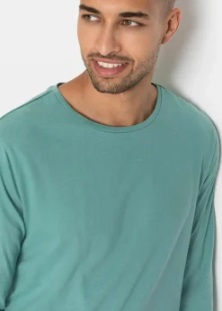 bonprix Shirts & Polos|Basics|Langarmshirt (3er Pack) rauchsalbei+anthrazit meliert+dunkelblau