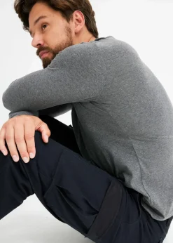 bonprix Shirts & Polos|Basics|Langarmshirt (3er Pack) nachtblau+rauchblau+grau meliert