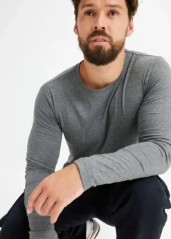 bonprix Shirts & Polos|Basics|Langarmshirt (3er Pack) nachtblau+rauchblau+grau meliert