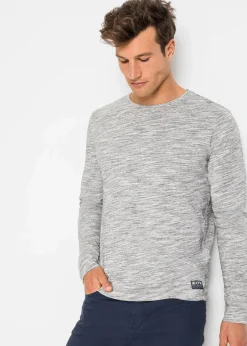 bonprix Große Größen|Basics|Langarmshirt (2er Pack) dunkelblau meliert + grau meliert