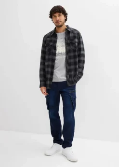 bonprix Shirts & Polos|Große Größen|Langarmshirt (2er Pack) dunkelblau+hellgrau meliert bedruckt