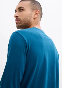 bonprix Große Größen|Basics|Langarmshirt (3er Pack) blaupetrol+grau meliert+dunkelblau