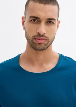 bonprix Große Größen|Basics|Langarmshirt (3er Pack) blaupetrol+grau meliert+dunkelblau