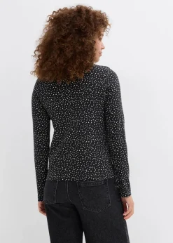 bonprix Bekleidung·Röcke|Basics|Langarmshirt (2er Pack) aus Baumwoll-Elasthan Mix schwarz/wollweiß