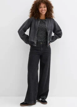 bonprix Bekleidung·Röcke|Basics|Langarmshirt (2er Pack) aus Baumwoll-Elasthan Mix schwarz/wollweiß