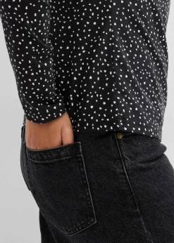bonprix Bekleidung·Röcke|Basics|Langarmshirt (2er Pack) aus Baumwoll-Elasthan Mix schwarz/wollweiß