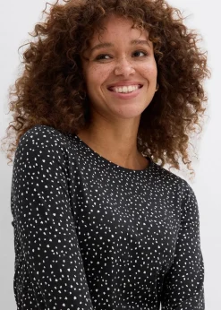 bonprix Bekleidung·Röcke|Basics|Langarmshirt (2er Pack) aus Baumwoll-Elasthan Mix schwarz/wollweiß