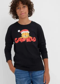 Langarmshirt mit Weihnachtsmotiv aus reiner Baumwolle|Garfield Discount