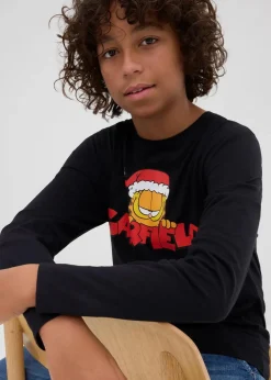 Langarmshirt mit Weihnachtsmotiv aus reiner Baumwolle|Garfield Discount