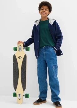 bonprix Jungen 2-8 Jahre·Nachhaltigere Materialien|Jungen 9-16 Jahre·Shirts|Langarmshirt mit Bio Baumwolle (3er-Pack) weiß+anthrazit meliert+tiefgrün