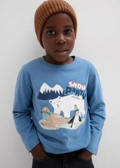 bonprix Jungen 2-8 Jahre·Nachhaltigere Materialien|Jungen 2-8 Jahre·Mehrfachpacks|Langarmshirt mit Bio-Baumwolle (3er Pack) blau+hellgrau meliert+dunkelblau