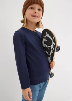 bonprix Jungen 2-8 Jahre·Shirts|Jungen 2-8 Jahre·Mehrfachpacks|Langarmshirt mit Bio-Baumwolle (3er Pack) dunkelblau+helltürkis+blaugrün