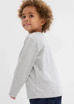 bonprix Jungen 2-8 Jahre·Nachhaltigere Materialien|Jungen 2-8 Jahre·Mehrfachpacks|Langarmshirt mit Bio-Baumwolle (3er Pack) dunkelblau+hellgrau meliert+kristallblau