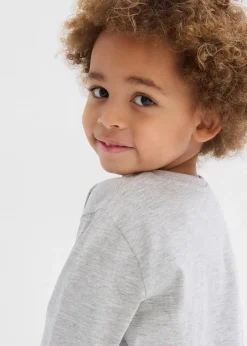 bonprix Jungen 2-8 Jahre·Nachhaltigere Materialien|Jungen 2-8 Jahre·Mehrfachpacks|Langarmshirt mit Bio-Baumwolle (3er Pack) dunkelblau+hellgrau meliert+kristallblau