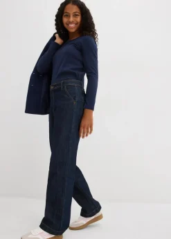 bonprix Mädchen 9-16 Jahre·Mehrfachpacks|Mädchen 9-16 Jahre·Shirts & Blusen|Langarmshirt mit Bio-Baumwolle (2er Pack) hellgrau meliert+dunkelblau