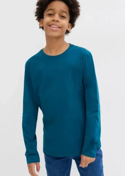 bonprix Jungen 9-16 Jahre·Mehrfachpacks|Jungen 9-16 Jahre·Bademode|Langarmshirt mit Bio-Baumwolle (3er Pack) blaupetrol+dunkelblau+weiß