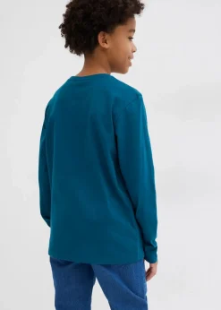 bonprix Jungen 9-16 Jahre·Mehrfachpacks|Jungen 9-16 Jahre·Bademode|Langarmshirt mit Bio-Baumwolle (3er Pack) blaupetrol+dunkelblau+weiß