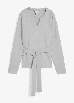 Langarmshirt mit breitem Bindeband aus Viskose-Mix|bonprix New