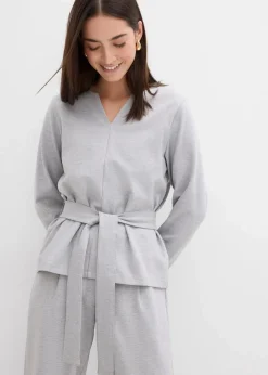 Langarmshirt mit breitem Bindeband aus Viskose-Mix|bonprix New