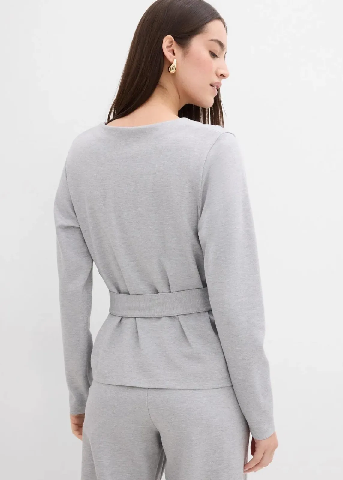 Langarmshirt mit breitem Bindeband aus Viskose-Mix|bonprix New