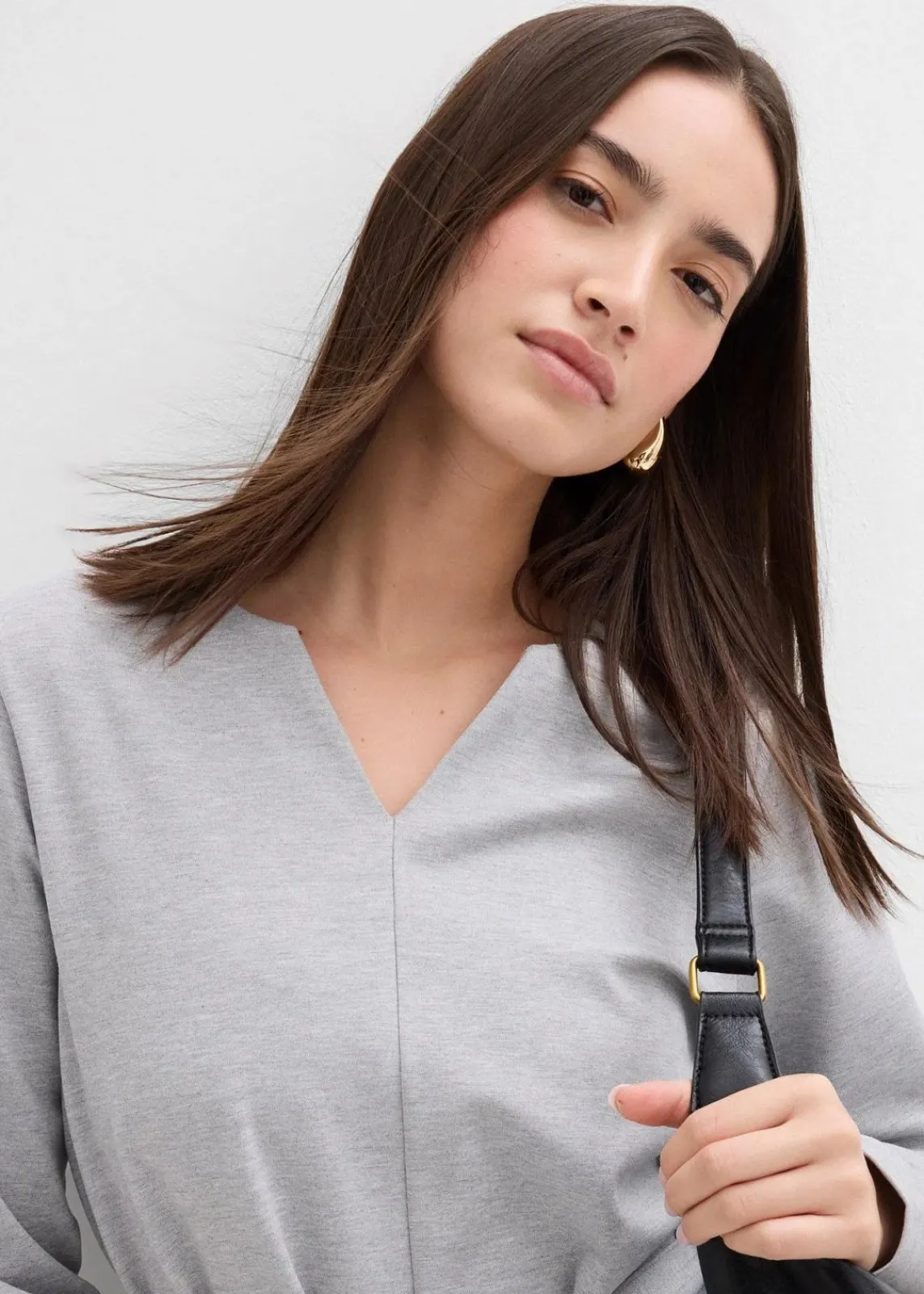 Langarmshirt mit breitem Bindeband aus Viskose-Mix|bonprix New