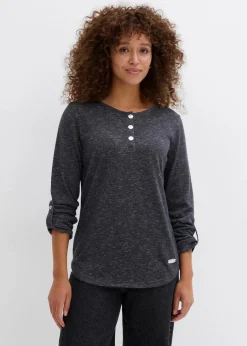 Langarmshirt mit Knopfleiste aus Baumwoll-Mix|bonprix Sale