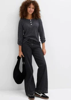 Langarmshirt mit Knopfleiste aus Baumwoll-Mix|bonprix Sale