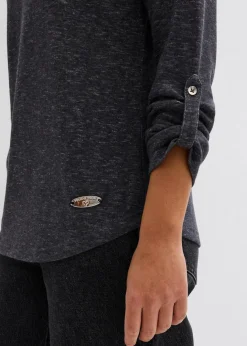 Langarmshirt mit Knopfleiste aus Baumwoll-Mix|bonprix Sale