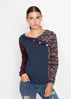 Langarmshirt mit Knöpfen|bonprix Hot