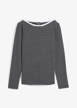 bonprix Bekleidung·Röcke|Basics|Langarmshirt mit reiner Bio-Baumwolle schwarz/weiß gestreift