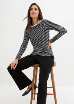 bonprix Bekleidung·Röcke|Basics|Langarmshirt mit reiner Bio-Baumwolle schwarz/weiß gestreift