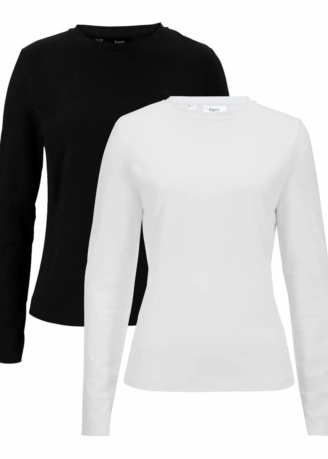 bonprix Shirts & Tops|Basics|Langarmshirt mit reiner Bio-Baumwolle (2er Pack) weiß+schwarz