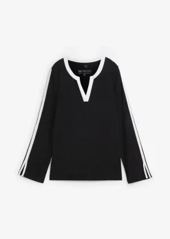 bonprix Shirts & Tops|Langarmshirt mit Schlitz schwarz/weiß