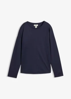 bonprix Premium|Shirts & Tops|Langarmshirt mit Seidenanteil dunkelblau