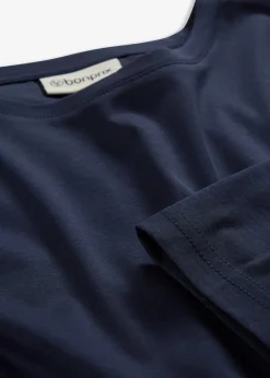 bonprix Premium|Shirts & Tops|Langarmshirt mit Seidenanteil dunkelblau