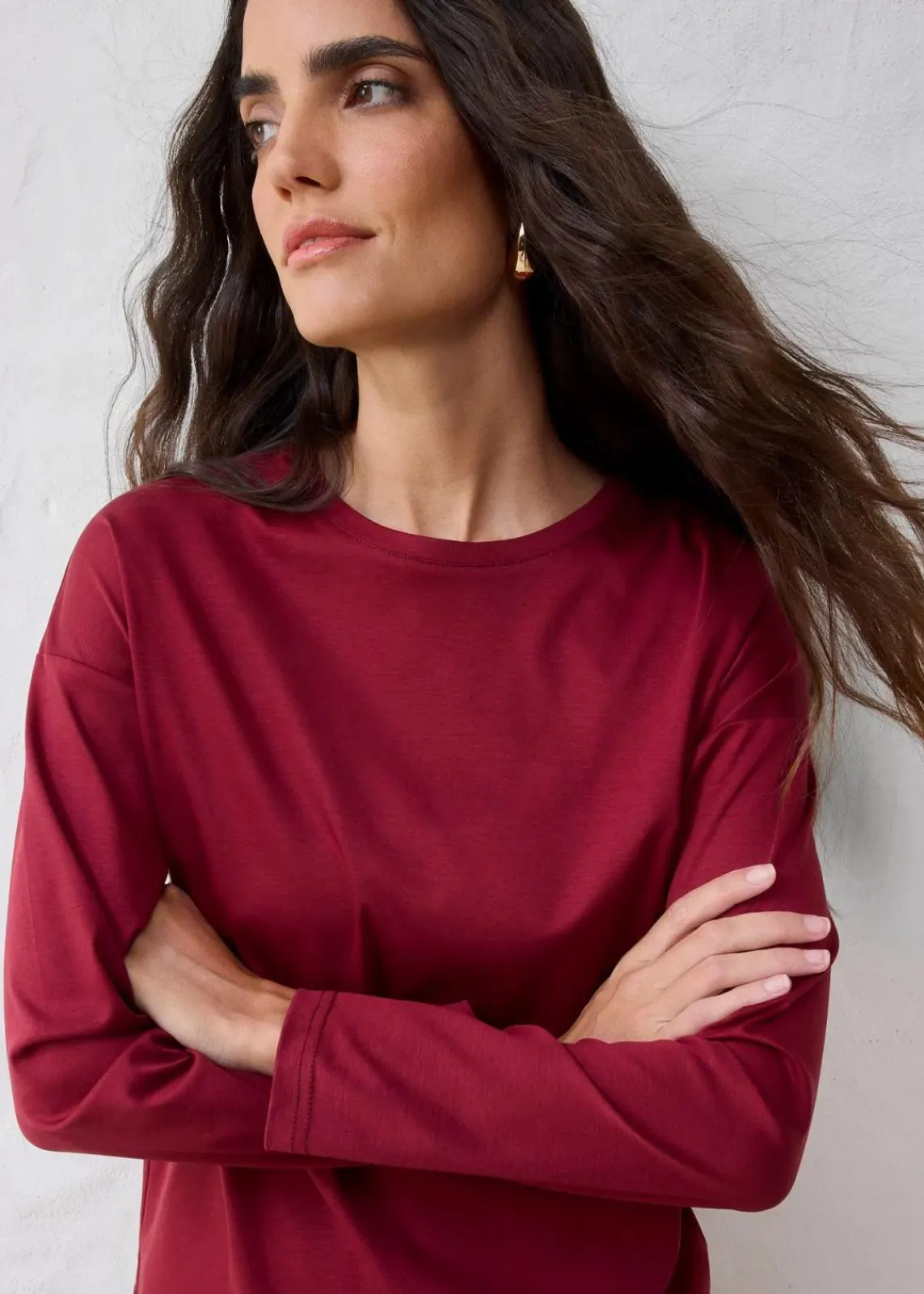 Langarmshirt mit Seidenanteil|bonprix Clearance