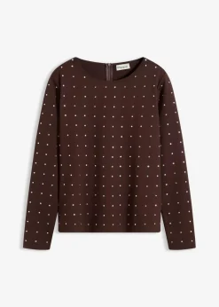 Langarmshirt mit Strass-Applikation|bonprix Outlet