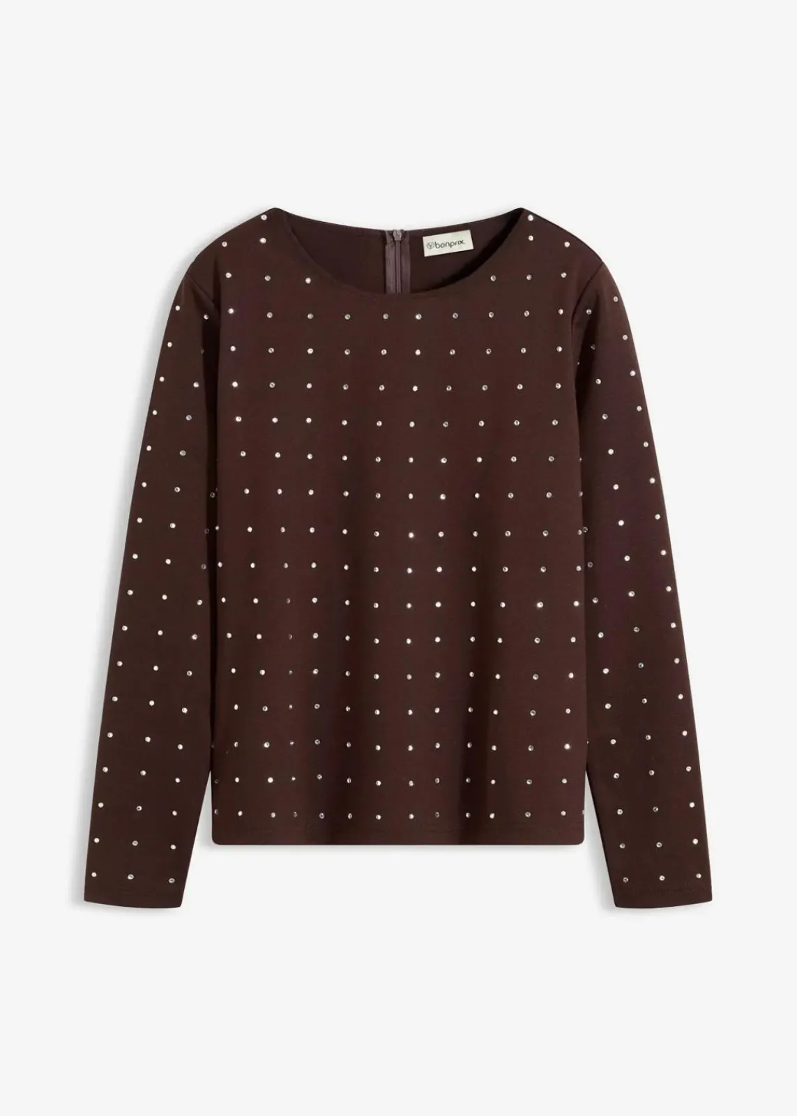 Langarmshirt mit Strass-Applikation|bonprix Outlet