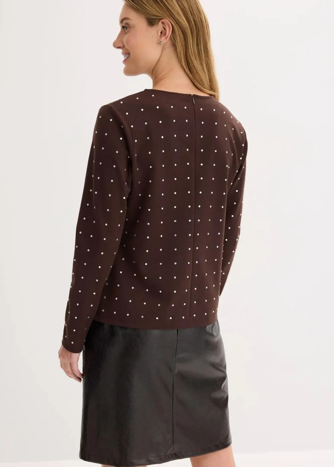 Langarmshirt mit Strass-Applikation|bonprix Outlet