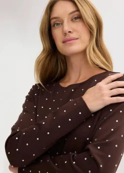 Langarmshirt mit Strass-Applikation|bonprix Outlet